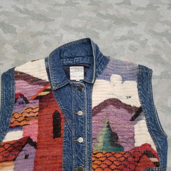 Vintage Robert Comstock Vest Womens 10 Blue Tapestry Denim Sleeveless - Picture 3 of 12